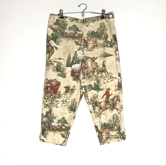 Vintage ROUGHRIDER Capri Pants Cowboy Ranch Cactus - Picture 10 of 11